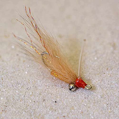 Crazy Charlie Bonefish Fliegenfischen – Hellbraun/Orange – Mustad Signature Duratin Fliegenhaken – 6 Stück (Sortiment) von Region Fishing