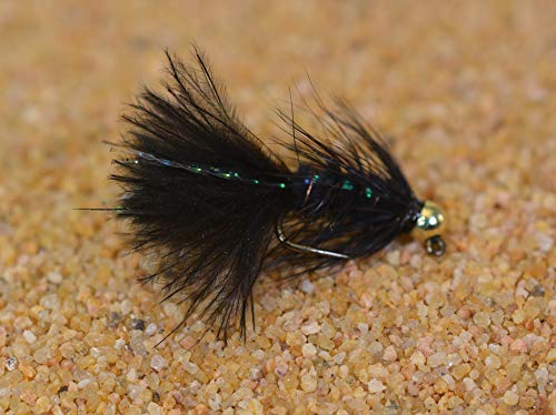 Region Fishing 6 Karat – Wolfram Micro Black Wooly Bugger Jig Head Fly – Euro Nymphe – Hanak Haken (Haken #14) von Region Fishing