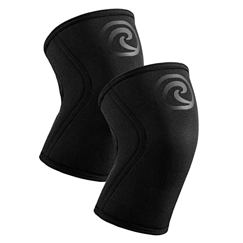 Rehband Kniebandage für Kraftsport & Fitness - Kniebandage 7mm Neopren, flexibel & rutschfest, Knee Sleeve für Männer & Damen, Farbe:Carbon/Schwarz - 1 Paar, Größe:S von Rehband