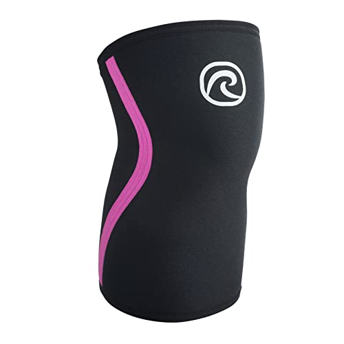 Rehband Kniebandage für Kraftsport & Fitness - Kniebandage 7mm Neopren, flexibel & rutschfest, Knee Sleeve für Männer & Damen, Farbe:Schwarz/Pink, Größe:M von Rehband