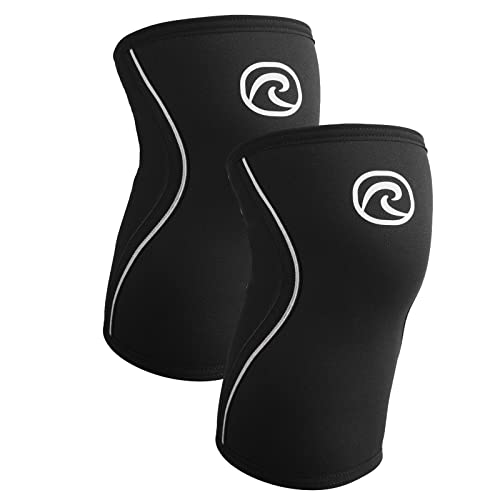 Rehband Kniebandage für Kraftsport & Fitness - Kniebandage 7mm Neopren, flexibel & rutschfest, Knee Sleeve für Männer & Damen, Farbe:Schwarz - 1 Paar, Größe:XS von Rehband