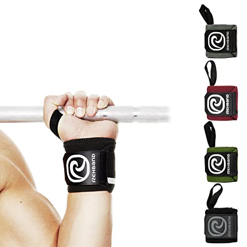 Rehband Handgelenk Bandagen 1 Paar, Handgelenkbandage für Krafttraining 45cm, Wrist Wraps, Komfortabel & stabilisierende Handgelenkstütze, Farbe:Schwarz, Größe:Einheitsgröße von Rehband