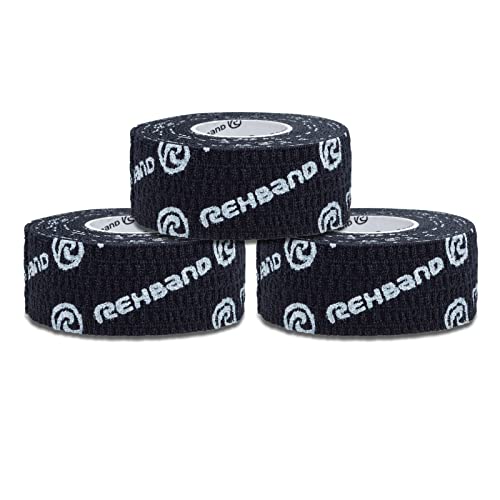 Rehband rutschfestes Hook Grip Tape 4,5 m, Daumentape für Crossfit, Powerlifting & Gewichtheben,100% Baumwolle, Farbe:Schwarz - 25 mm, Größe:3 Rollen von Rehband