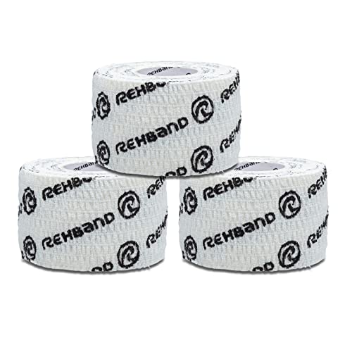 Rehband rutschfestes Hook Grip Tape 4,5 m, Daumentape für Crossfit, Powerlifting & Gewichtheben,100% Baumwolle, Farbe:Weiss - 38 mm, Größe:18 Rollen von Rehband