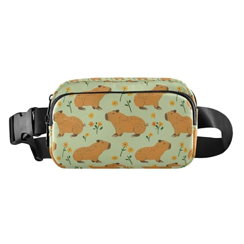 Capybara Bauchtasche mit Blumendruck, für Damen und Herren, Gürteltasche mit verstellbarem Riemen, Gürteltasche für Reisen, Workout, Wandern, mehrfarbig, Einheitsgröße von Reiacy
