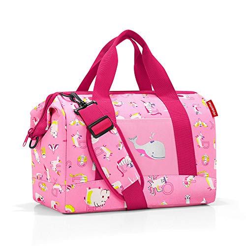reisenthel Allrounder M Kids Kleine Reisetasche für Kinder Mit Stecklasche für Reisetrolleys, Farbe:ABC pink von reisenthel