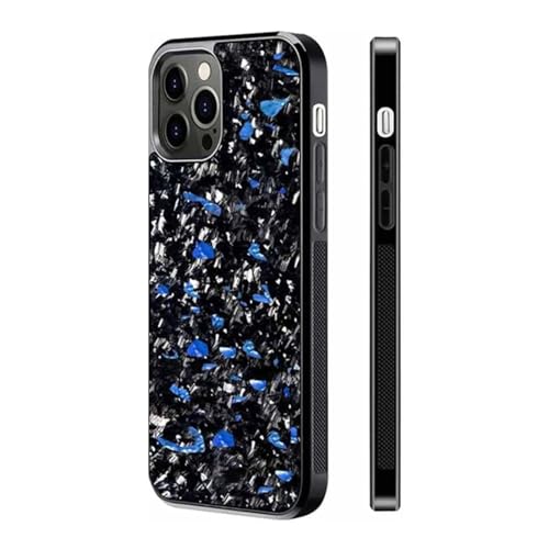 Forged Carbon Fiber Phone Case, Real Forged Carbon Fiber for iPhone 15 14 13 12 Pro Max, Ultra-Thin Magnetic Shockproof Protective Cover, Support Wireless Charging (for iPhone 12ProMAX,Blue) von Rejckims