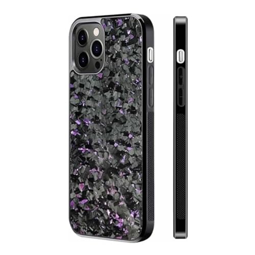 Forged Carbon Fiber Phone Case, Real Forged Carbon Fiber for iPhone 15 14 13 12 Pro Max, Ultra-Thin Magnetic Shockproof Protective Cover, Support Wireless Charging (for iPhone 12ProMAX,Purple) von Rejckims
