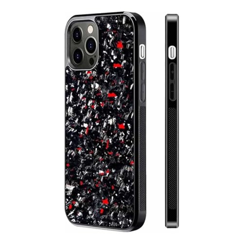 Forged Carbon Fiber Phone Case, Real Forged Carbon Fiber for iPhone 15 14 13 12 Pro Max, Ultra-Thin Magnetic Shockproof Protective Cover, Support Wireless Charging (for iPhone 12ProMAX,Red) von Rejckims