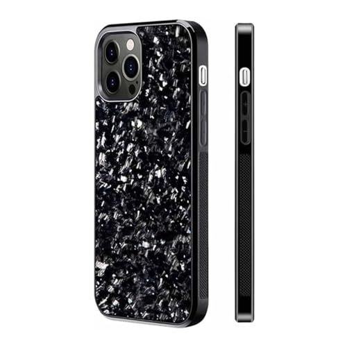 Forged Carbon Fiber Phone Case, Real Forged Carbon Fiber for iPhone 15 14 13 12 Pro Max, Ultra-Thin Magnetic Shockproof Protective Cover, Support Wireless Charging (for iPhone 12ProMAX,Silver) von Rejckims