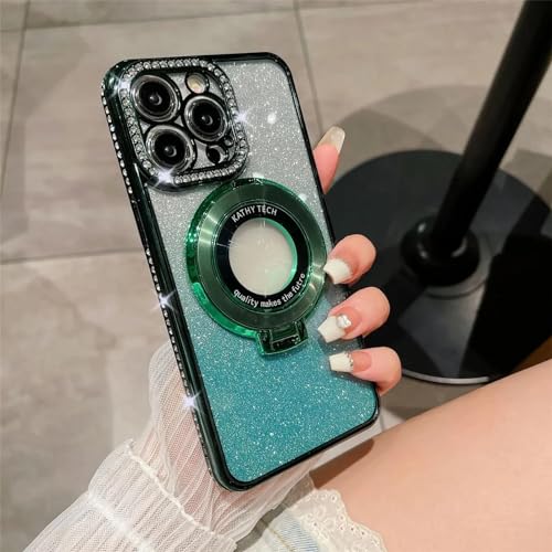 Glitter Diamond Magnetic Ring Holder Case for iPhone, Glitter Diamond Magnetic Ring Holder Case for iPhone 15 Pro Max (Green,for iPhone 11) von Rejckims