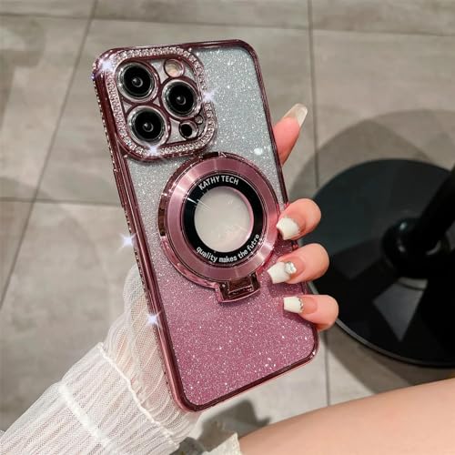 Glitter Diamond Magnetic Ring Holder Case for iPhone, Glitter Diamond Magnetic Ring Holder Case for iPhone 15 Pro Max (Pink,for iPhone 14) von Rejckims