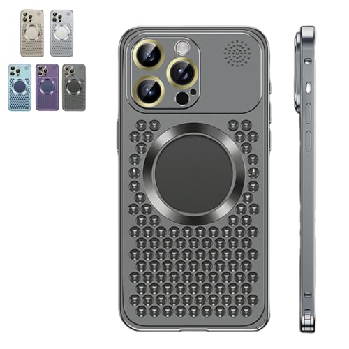 Metal Drop-Proof Heat Dissipation Aromatherapy Phone Case, Aromatherapy Mobile Phone Case for Iphone15 Pro Max (for iPhone 14ProMAX,Black) von Rejckims