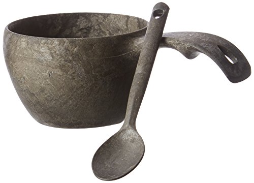 Relags Kupilka Tasse 210 ml mit Löffel Becher, schwarz, 2-teiliges Set von Kupilka