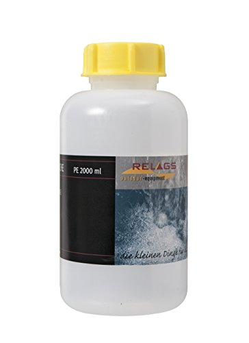 Relags Weithalsflasche rund – 2000 ml, Ø 50 mm, Deckel gelb von Relags