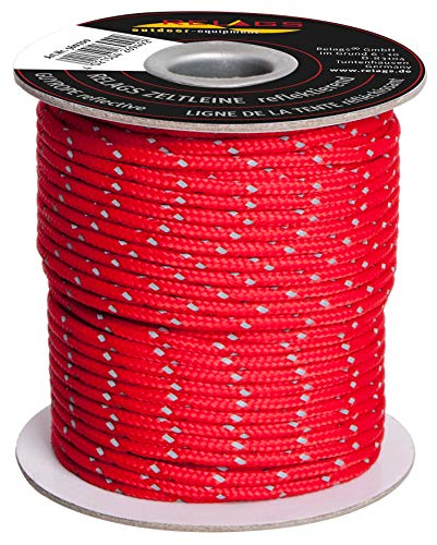Relags Zeltleine, reflektierend Seil, Rot, 30m x 3mm von Relags