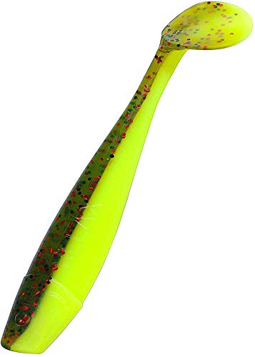 Relax King Shad 4" 10 cm 10 Stück Gummifisch Barsch Zander Hecht L274 Chartreuse Motoroil Rot von Relax