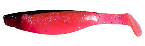 Relax Kopyto River 13 cm Gummifische zum Angeln auf Hecht, Zander, Barsch, Dorsch, Seelachs (hot pink-Glitter/schwarz) von Relax