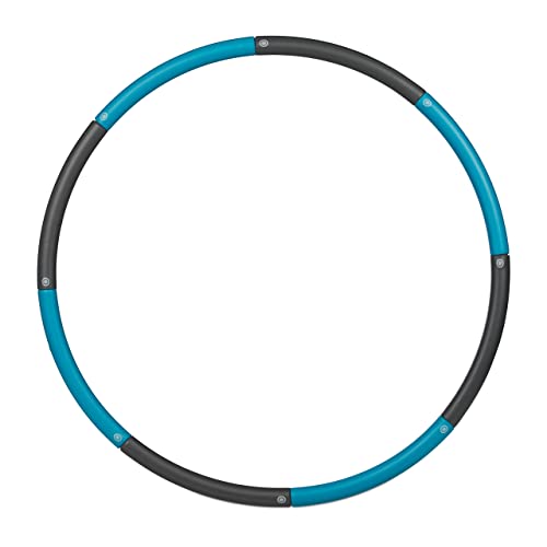 Hula Hoop Reifen, 90cm Ø, Fitnessreifen für Erwachsene, Abnehmen & Bauchtraining, zusammensteckbar, blau/grau von Relaxdays