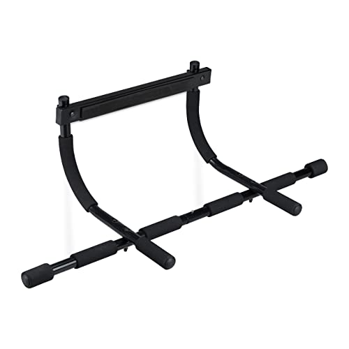 Relaxdays Klimmzugstange Türrahmen, 3 in 1 Fitnessgerät für zuhause, bis 100 kg, Pull Up & Dip, zum Einhängen, schwarz, 40 x 94 x 40 cm von Relaxdays