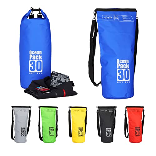 Relaxdays Ocean Pack 30 L, wasserabweisender Dry Bag für Wertsachen, leichter Trockensack für Outdoor Sport, blau von Relaxdays