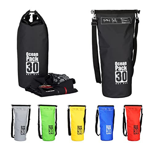 Relaxdays Ocean Pack 30 L, wasserabweisender Dry Bag für Wertsachen, leichter Trockensack für Outdoor Sport, schwarz von Relaxdays