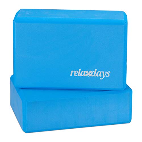Relaxdays Yogablock im 2er Set, Yoga-Klötze für Yoga-Übungen, Hartschaum, rutschfest, Yoga-Würfel HBT 8x23x15 cm, blau von Relaxdays