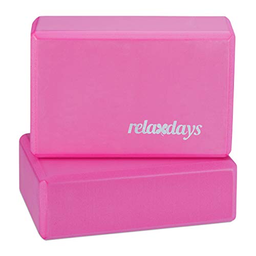 Relaxdays Unisex – Erwachsene Yogablock im 2er Set, Klötze Übungen, Hartschaum, rutschfest, Yoga-Würfel HBT 8x23x15 cm, pink f von Relaxdays