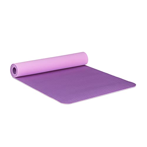 Relaxdays Yogamatte, 5 mm dünn, Gymnastikmatte 60x180 cm, für Pilates, Fitness, rutschfest, mit Tragegurt, lila/rosa von Relaxdays