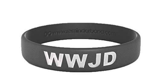 Reminderband WWJD Schwarzes Armband mit weißem geprägten Schriftzug, Schwarz , m von Reminderband