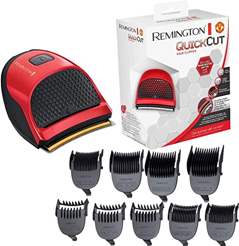 Remington Haarschneidemaschine QuickCut Manchester United Edition (Edelstahlklingen mit CurveCut-Klingen-Technologie, 9 Aufsteckkämme, Netz-/Akkubetrieb, Lithium) Haarschneider HC4255 von Remington