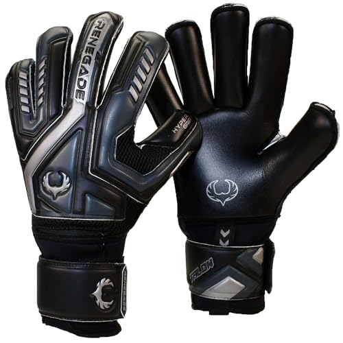 Renegade GK Talon Blackhawk Torwarthandschuhe Mit Pro-Tek Finger Schutz | 3.5+3mm Hyper Grip & 4mm Duratek | Schwarz Fußball Torwart Handschuhe (Größe 6, Jugend, Kinds, Negative Cut, Level 2) von Renegade GK