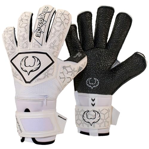 Renegade GK Triton Polaris Torwarthandschuhe Pro Finger Schutz | 3.5+3mm Super XD Grip & 4mm Duratek | Schwarz & Weiß Fußball Torwart Handschuhe (Größe 6, Jugend-Kinds, Roll-Neg. Hybrid Cut, Level 2) von Renegade GK