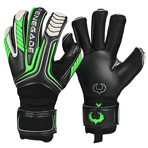Renegade GK Vulcan Abyss Torwarthandschuhe Mit Pro-Tek Finger Schutz | 3.5+3mm Hyper Grip & 4mm Duratek | Schwarz & Green Fußball Torwart Handschuhe (Größe 6, Jugend, Kinds, Roll Cut, Level 3) von Renegade GK