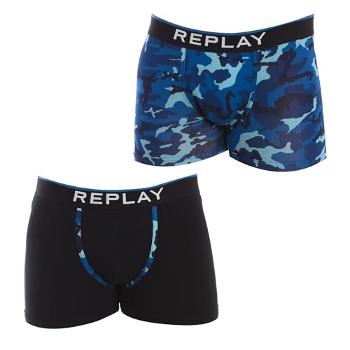 Replay 8 Cuff Logo Unterwäsche Black/Camouflage Blue XL von Replay