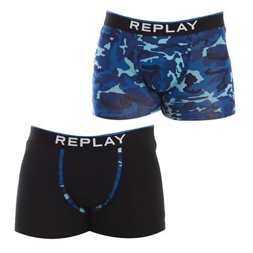 Replay 8 Cuff Logo Unterwäsche Black/Camouflage Blue XXL von Replay