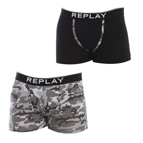 Replay 8 Cuff Logo Unterwäsche Black/Camouflage Grey XL von Replay