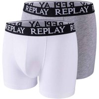 2er Pack REPLAY Basic Boxershorts Herren white/grey melange S von Replay