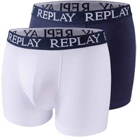 2er Pack REPLAY Basic Boxershorts Herren white/indigo M von Replay