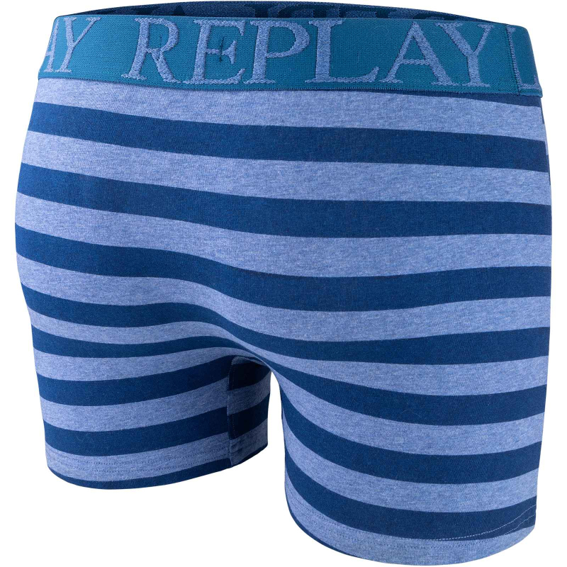 2er Pack REPLAY Boxershorts Style 03 gestreift dark blue/blue melan S von Replay