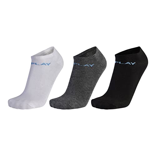 REPLAY C100750-001-N235 Freizeit Sneakersocken, mit Logo (3 Paar) Socks Unisex BLACK/DARK GREY MEL/WHITE/AZURE Größe 39/42 von Replay