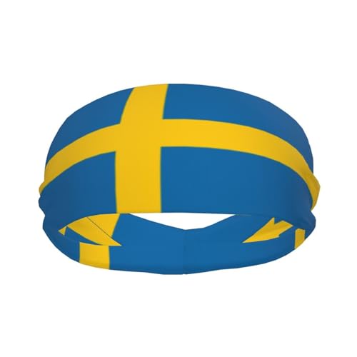 Sport-Schweißband-Stirnbänder für Damen und Herren, feuchtigkeitsableitend, athletische Flagge von Schweden, Design für Laufen, Yoga, Fitnessstudio, ideal für Sportbegeisterte von Rervhei