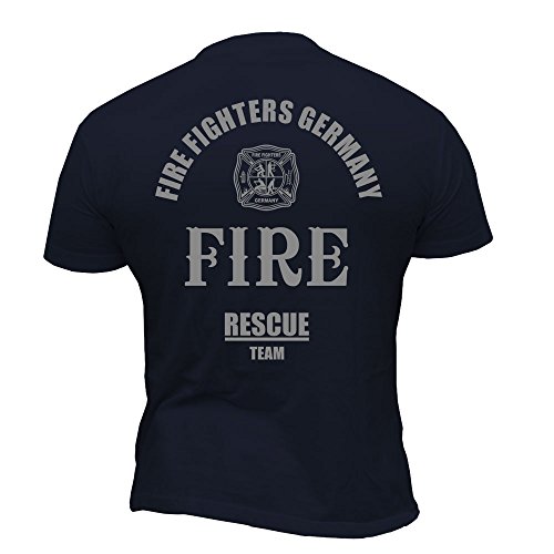 Rescue Point Firefighter Fireman Feuerwehr Herren T-Shirt KF3DE (Dunkelblau, L) von Rescue Point