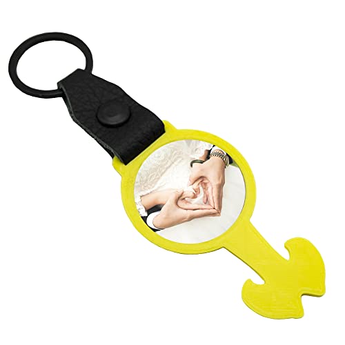 Foto Einkaufswagenlöser Sonnengelb Schlüsselanhänger personalisierbar mit Wunschfoto Wunschbild als Geschenk Geschenkidee von Reskey