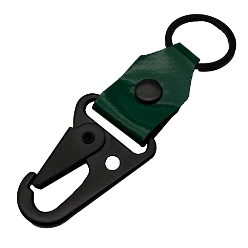 Karabinerhaken Schlüsselanhänger Karabiner mit farbigem Planenstoff Dunkel Grün von Reskey