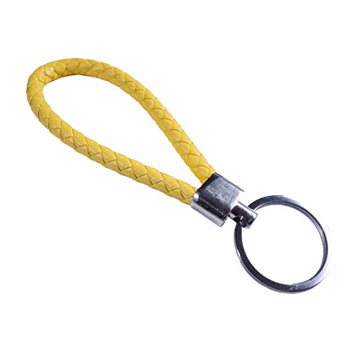Leder Schlüsselanhänger als geflochtenes Seil farbig Gelb von Reskey