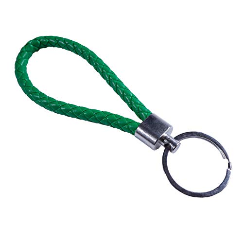 Leder Schlüsselanhänger als geflochtenes Seil farbig Grün von Reskey