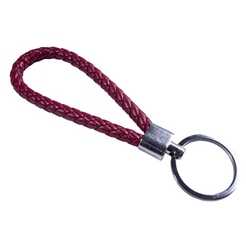 Leder Schlüsselanhänger als geflochtenes Seil farbig Rot von Reskey