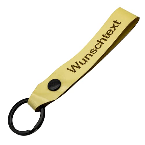 Schlüsselanhänger mit Name Wunschname personalisiert individuell aus LKW Planenstoff farbig Beige von Reskey
