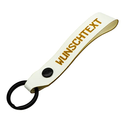 Schlüsselanhänger mit Name Wunschname personalisiert individuell aus LKW Planenstoff farbig Weiß von Reskey